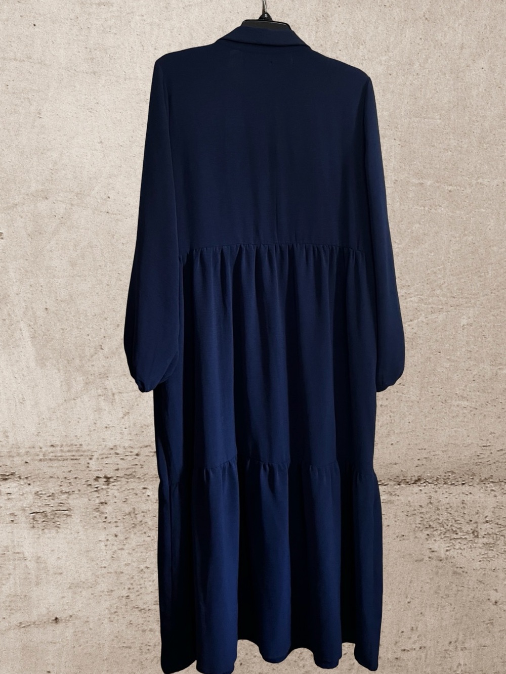 Rachel Zoe Classic Navy Long-Sleeve Tiered Shirt Dress with pockets - Picture 7 of 8